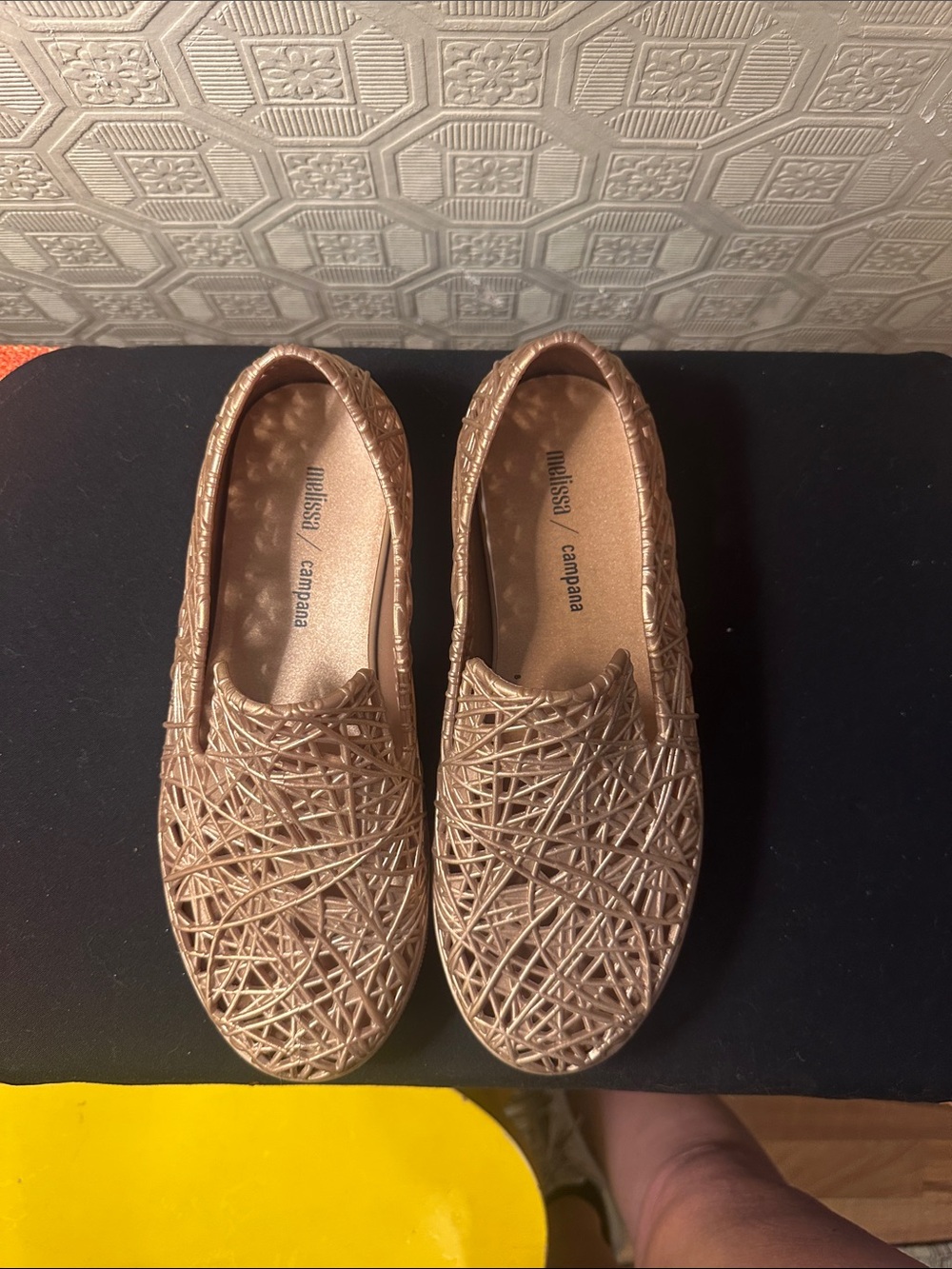 Melissa Metallic Rose Gold Woven Slip-On Flats